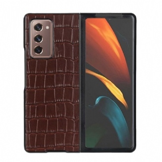 Capa Para Samsung Galaxy Z Fold 2 Couro De Crocodilo Genuíno