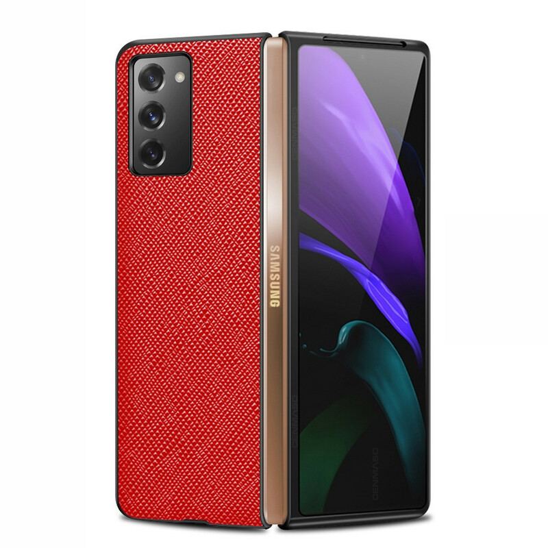 Capa Para Samsung Galaxy Z Fold 2 Couro Genuíno Texturizado