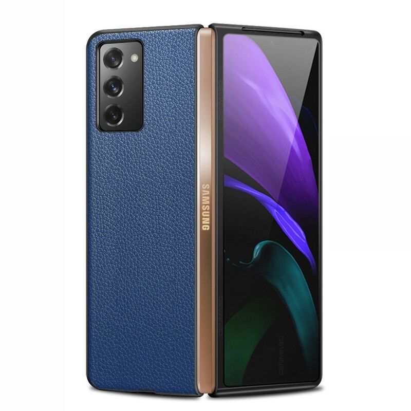 Capa Para Samsung Galaxy Z Fold 2 Couro Lichia Genuíno