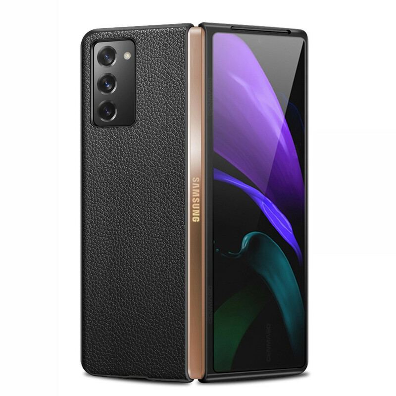 Capa Para Samsung Galaxy Z Fold 2 Couro Lichia Genuíno