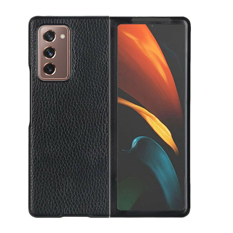 Capa Para Samsung Galaxy Z Fold 2 Couro Lichia Texturizado Genuíno