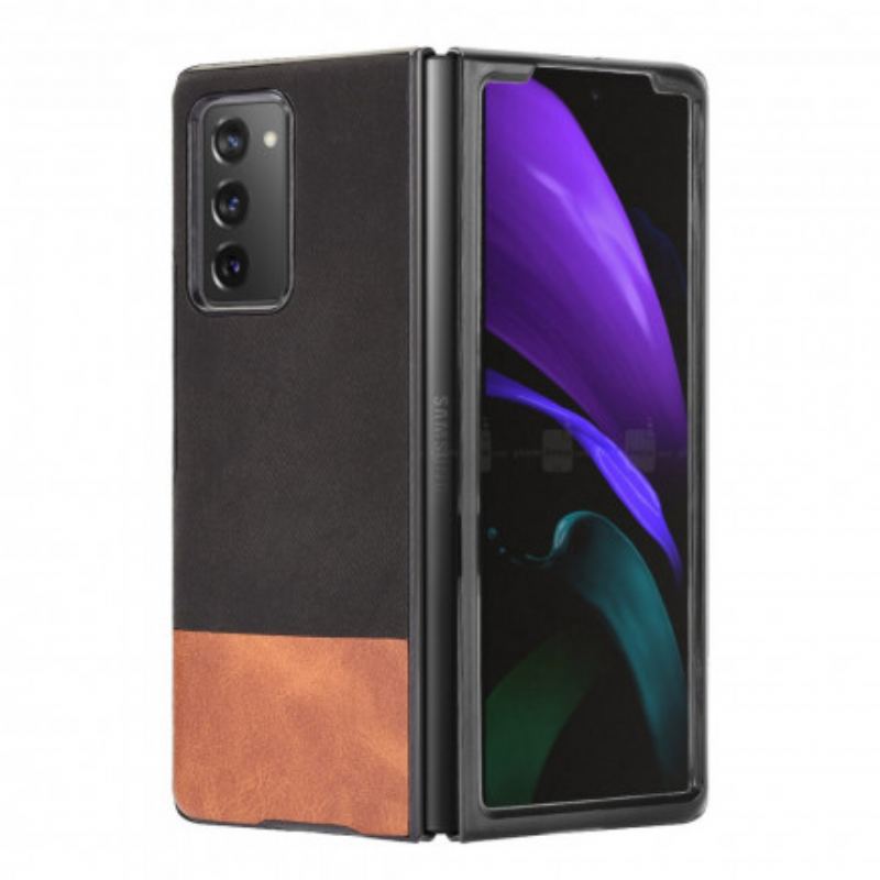 Capa Para Samsung Galaxy Z Fold 2 Couro Sintético De Dois Tons