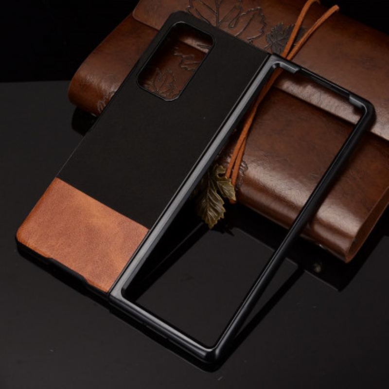 Capa Para Samsung Galaxy Z Fold 2 Couro Sintético De Dois Tons