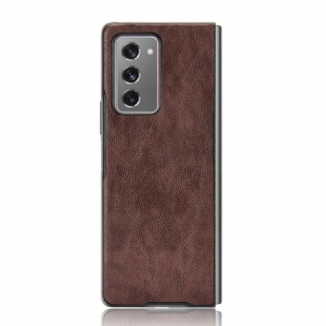 Capa Para Samsung Galaxy Z Fold 2 Couro Sintético De Lichia