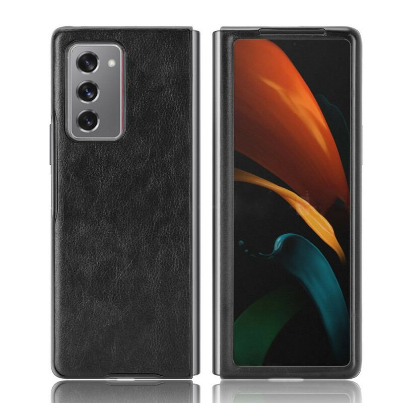 Capa Para Samsung Galaxy Z Fold 2 Couro Sintético De Lichia