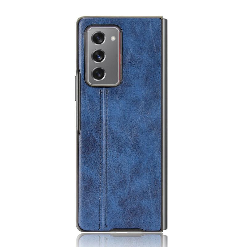 Capa Para Samsung Galaxy Z Fold 2 Efeito Couro Couture