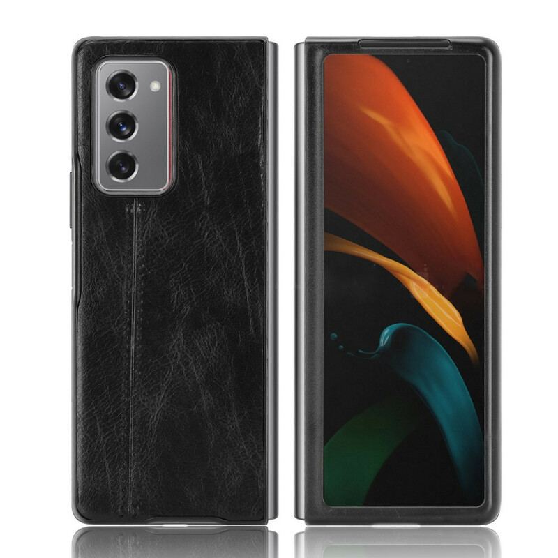 Capa Para Samsung Galaxy Z Fold 2 Efeito Couro Couture