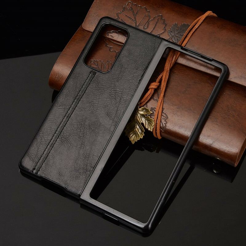 Capa Para Samsung Galaxy Z Fold 2 Efeito Couro Couture