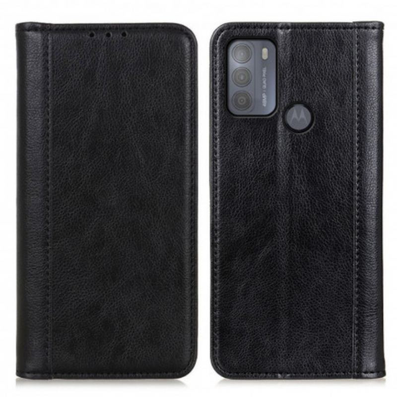 Capa De Celular Para Moto G50 Flip Versão Couro Rachado Lichia