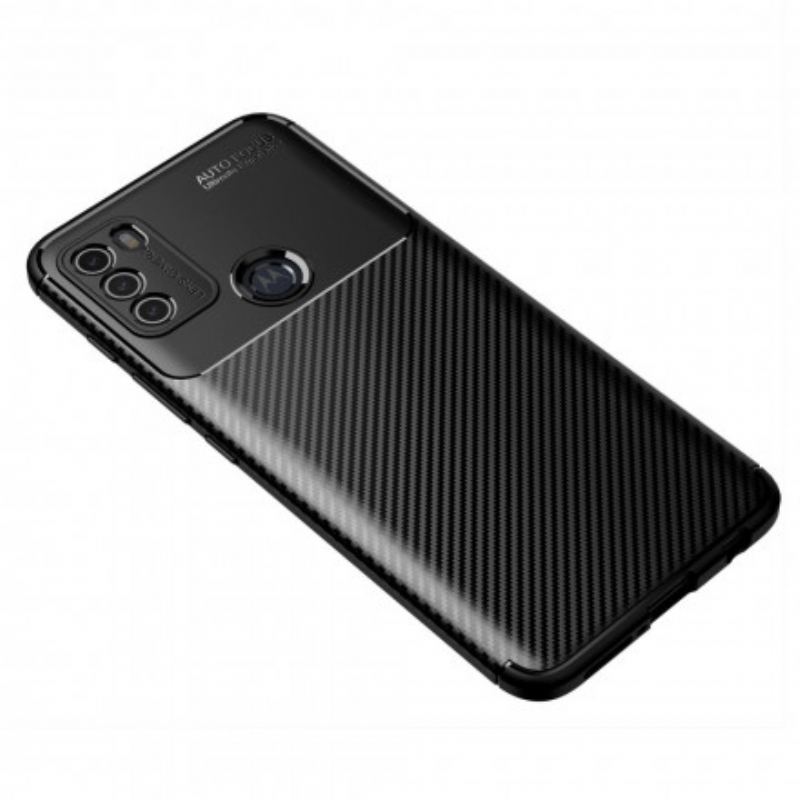 Capa De Celular Para Moto G50 Textura Flexível De Fibra De Carbono