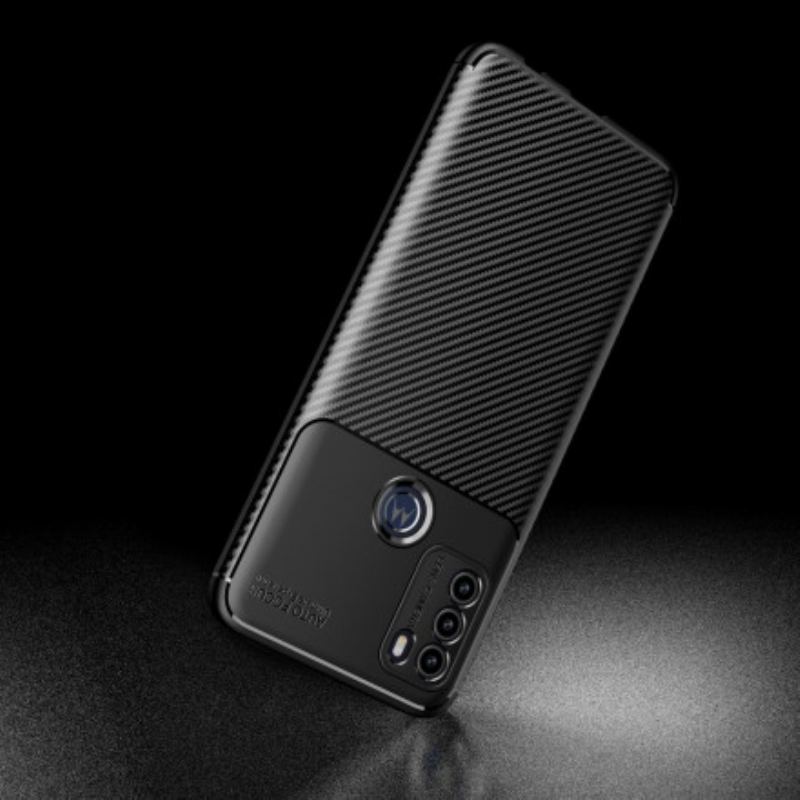 Capa De Celular Para Moto G50 Textura Flexível De Fibra De Carbono