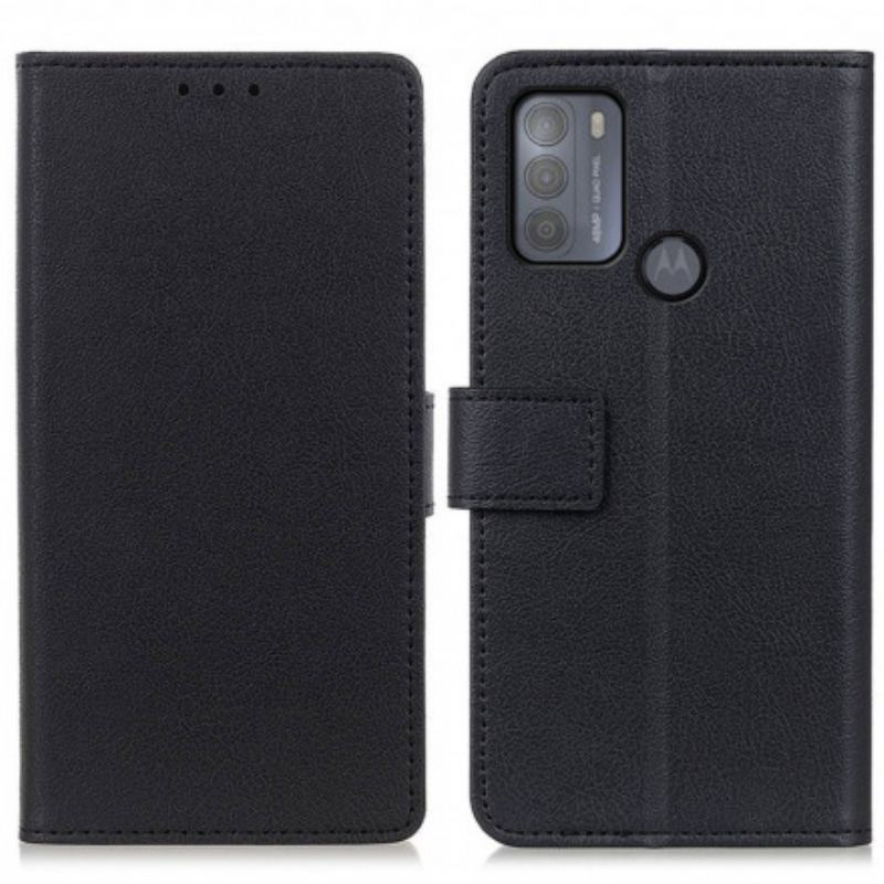 Capa De Couro Para Moto G50 Efeito Couro Clássico