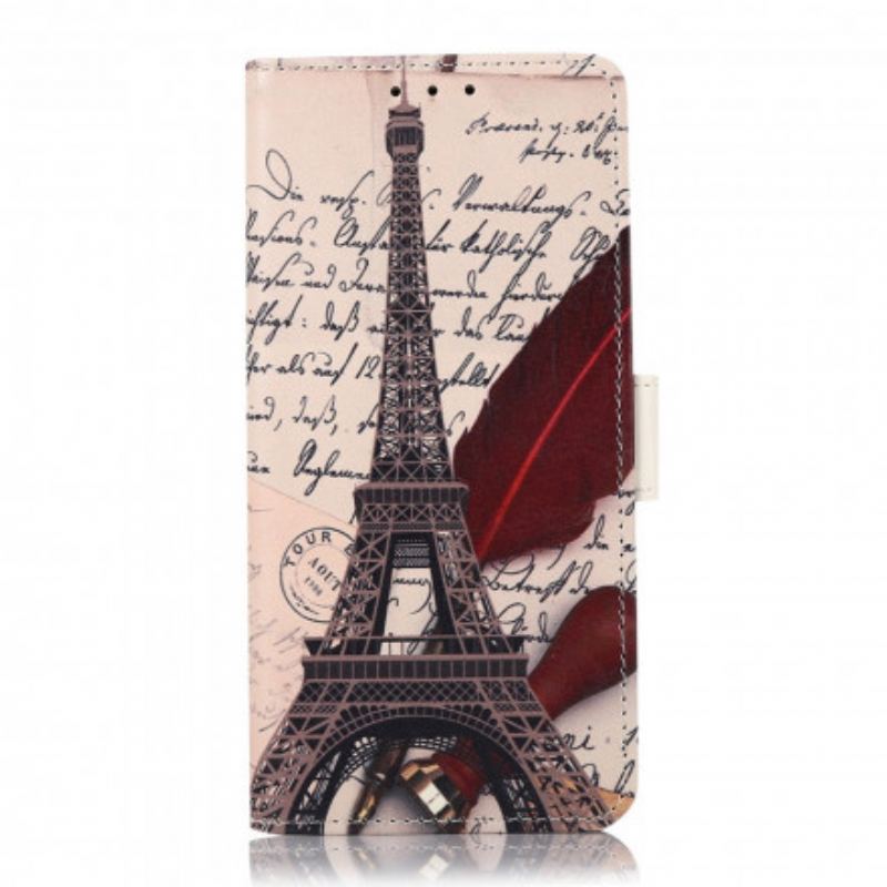 Capa De Couro Para Moto G50 Torre Eiffel Do Poeta