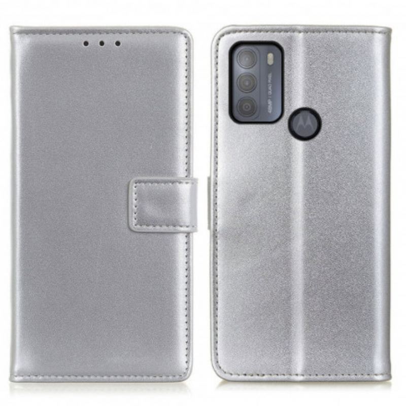 Capa Em Pele Para Moto G50 Couro Sintético Liso