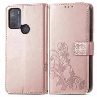 Capa Em Pele Para Moto G50 Flores Asiáticas