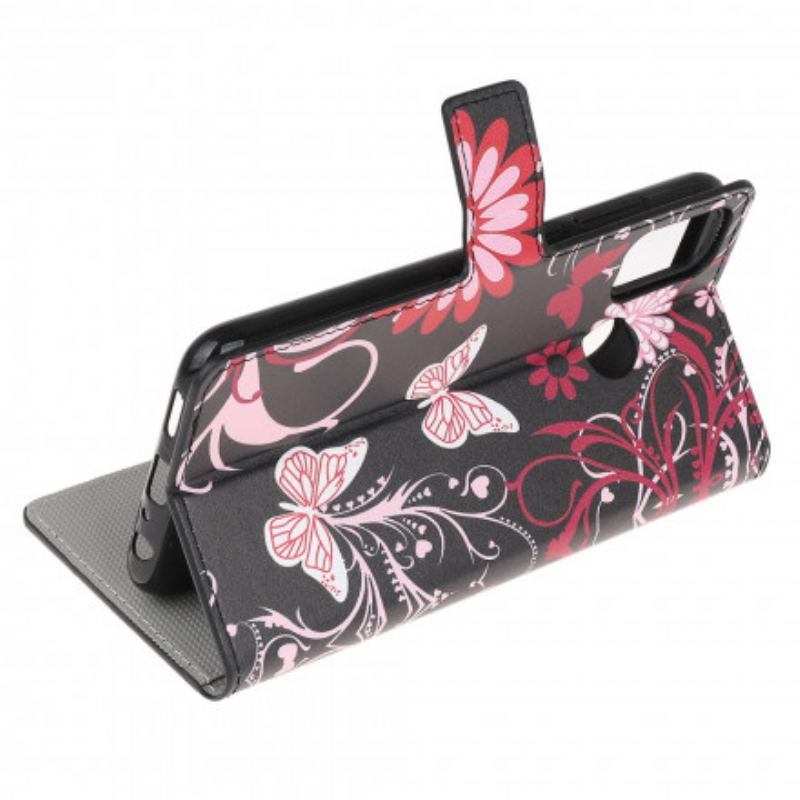 Capa Flip Para Moto G50 Borboletas E Flores