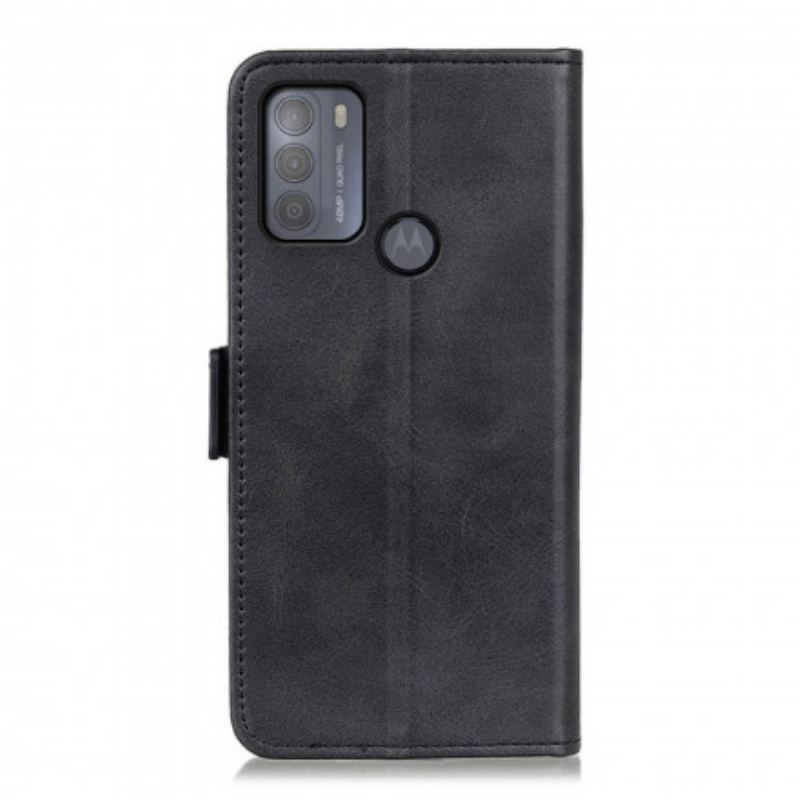 Capa Flip Para Moto G50 De Couro Aba Dupla