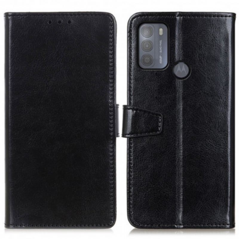 Capa Flip Para Moto G50 Efeito Couro Brilhante Simples