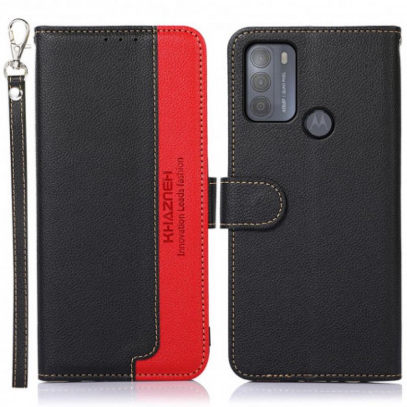 Capa Flip Para Moto G50 Estilo Lichia Rfid Khazneh