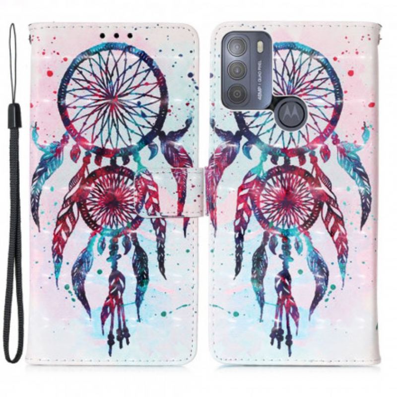 Capa Folio Para Moto G50 Apanhador De Sonhos Aquarela