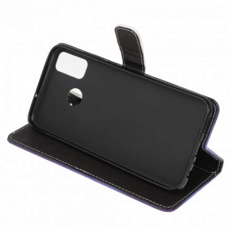 Capa Folio Para Moto G50 De Cordão Olhos De Gato Preto Com Tiras