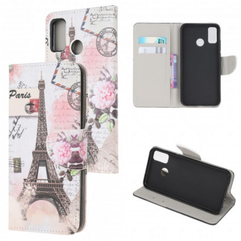 Capa Folio Para Moto G50 Torre Eiffel Retrô