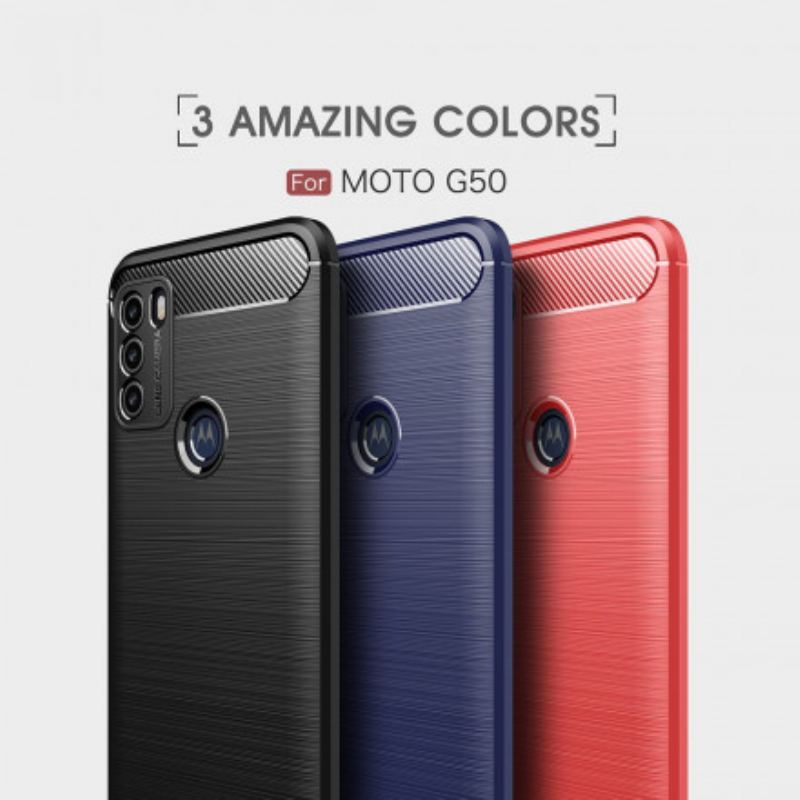 Capa Para Moto G50 Fibra De Carbono Escovada