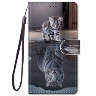 Capa De Couro Para Samsung Galaxy M52 5G Devaneio De Gato