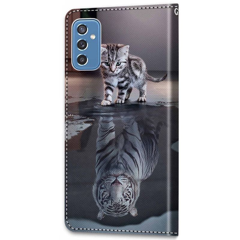 Capa De Couro Para Samsung Galaxy M52 5G Devaneio De Gato