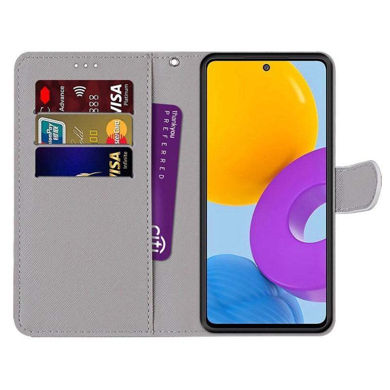 Capa De Couro Para Samsung Galaxy M52 5G Devaneio De Gato