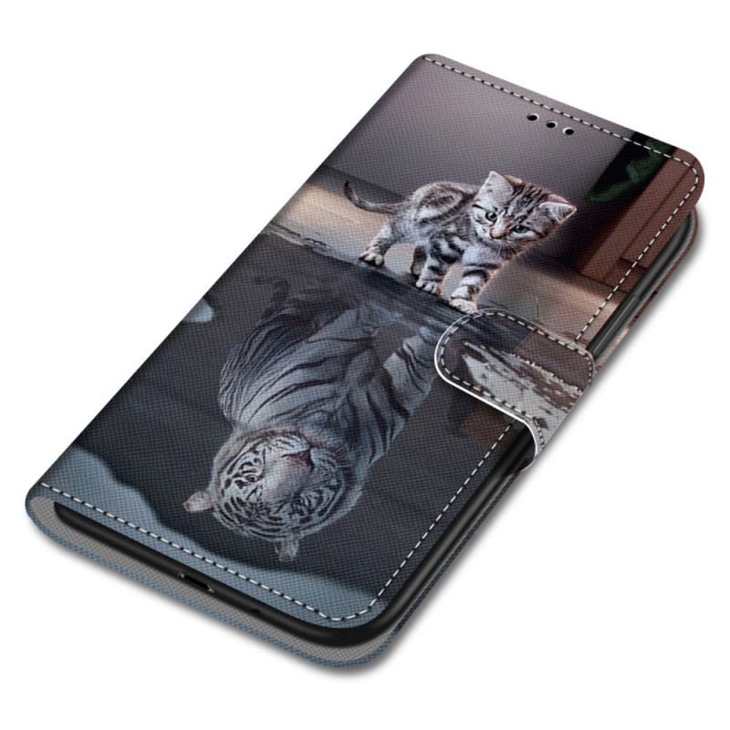 Capa De Couro Para Samsung Galaxy M52 5G Devaneio De Gato