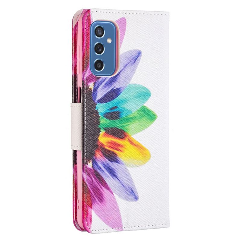 Capa De Couro Para Samsung Galaxy M52 5G Flor