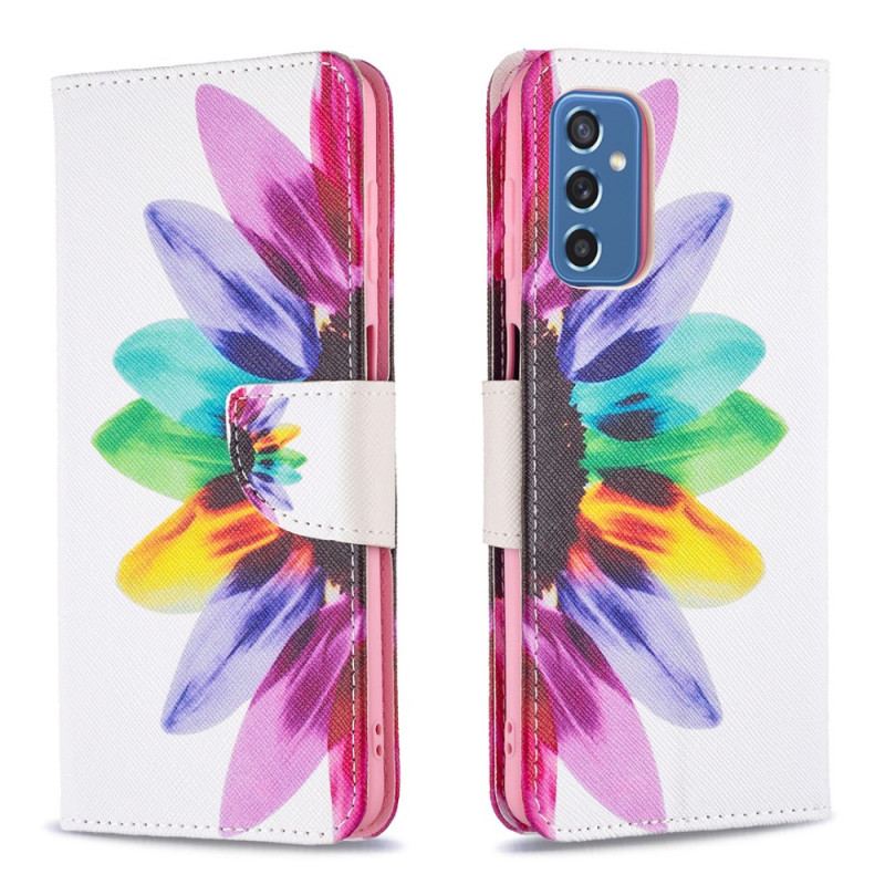 Capa De Couro Para Samsung Galaxy M52 5G Flor