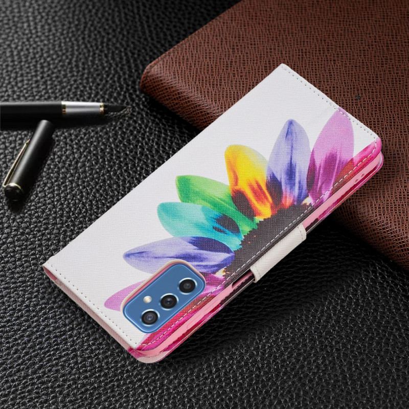 Capa De Couro Para Samsung Galaxy M52 5G Flor