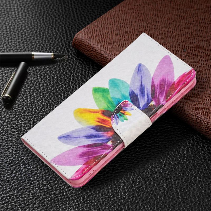 Capa De Couro Para Samsung Galaxy M52 5G Flor