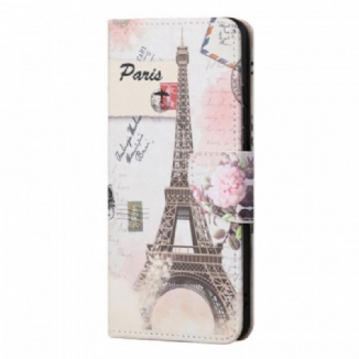 Capa De Couro Para Samsung Galaxy M52 5G Torre Eiffel Retrô