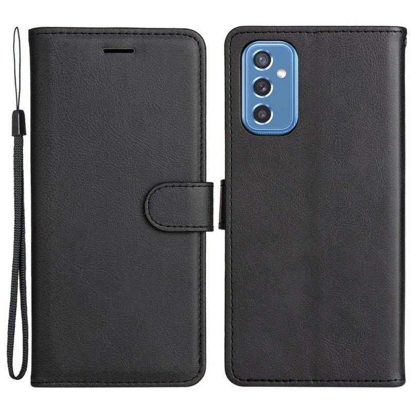 Capa Flip Para Samsung Galaxy M52 5G De Cordão Couro Fosco Com Tiras