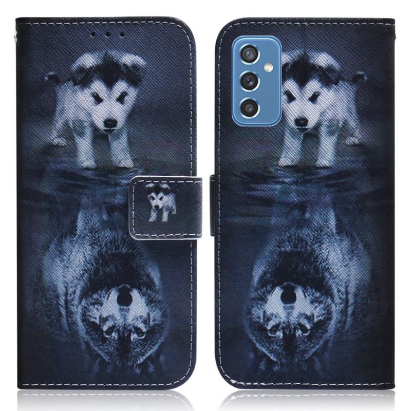 Capa Flip Para Samsung Galaxy M52 5G Filhote Da Meia-noite