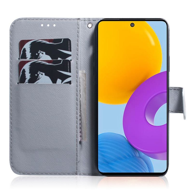 Capa Flip Para Samsung Galaxy M52 5G Leão Da Meia-noite