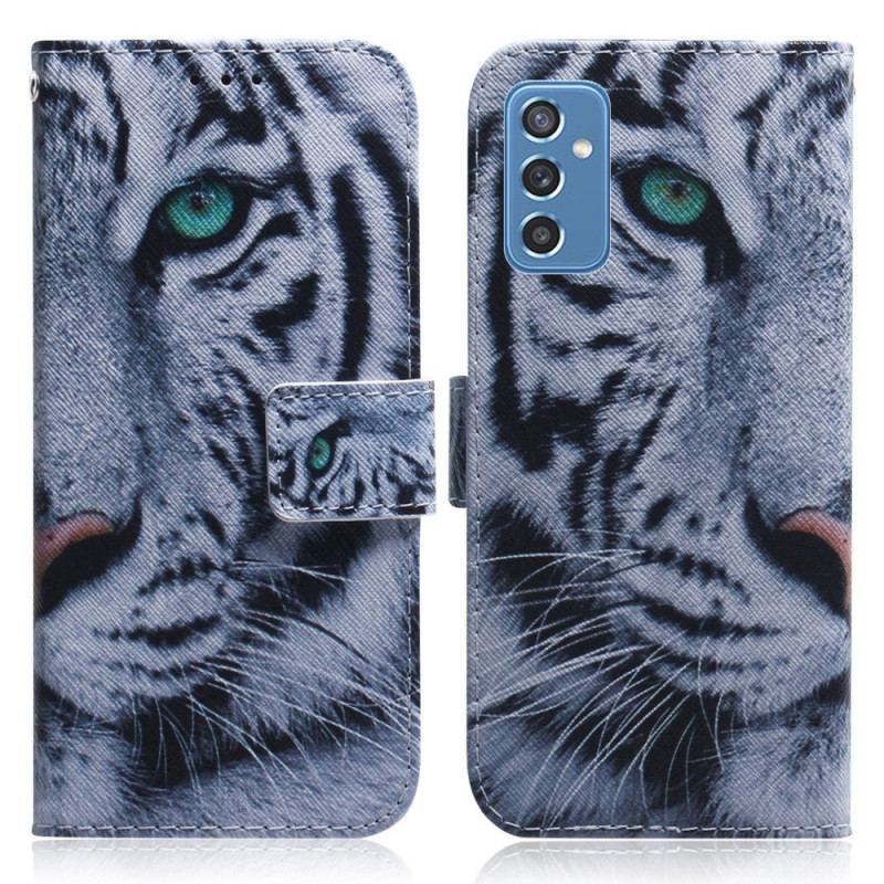 Capa Flip Para Samsung Galaxy M52 5G Tigre Branco