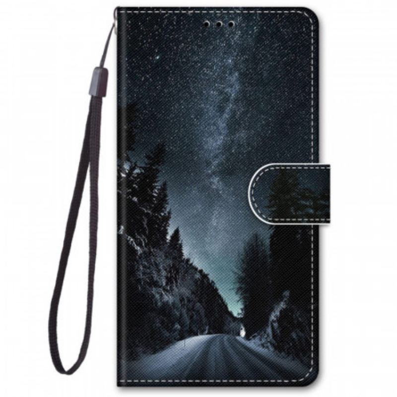 Capa Folio Para Samsung Galaxy M52 5G Estrada Da Montanha