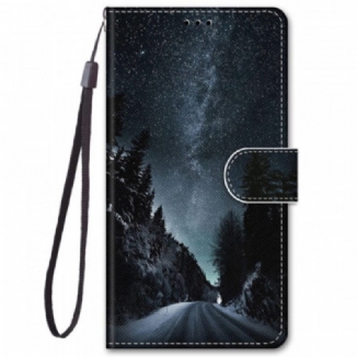 Capa Folio Para Samsung Galaxy M52 5G Estrada Da Montanha