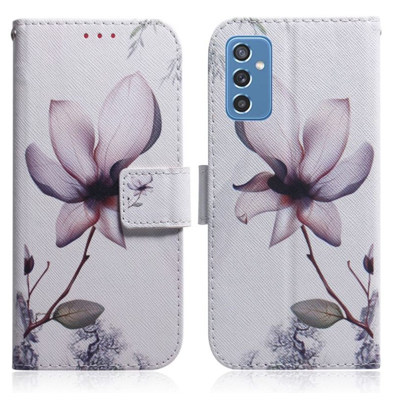 Capa Folio Para Samsung Galaxy M52 5G Flor Roxa