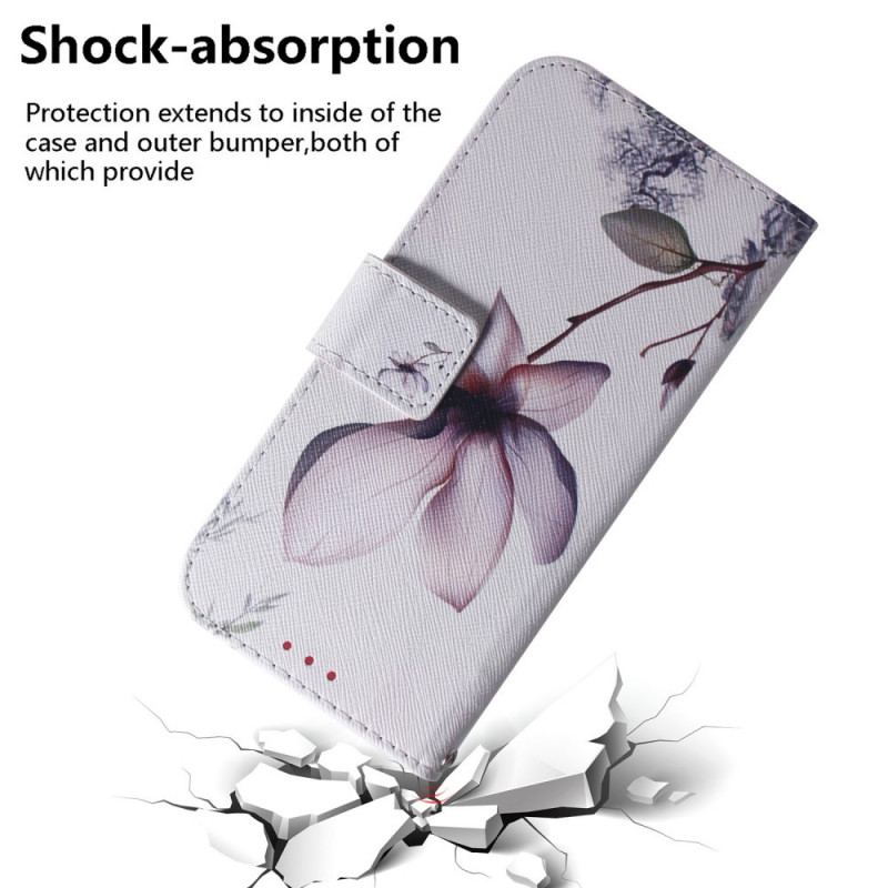 Capa Folio Para Samsung Galaxy M52 5G Flor Roxa