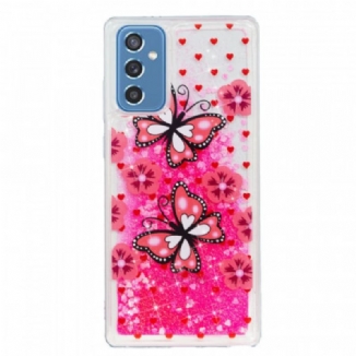 Capa Para Samsung Galaxy M52 5G Borboletas Cor De Rosa