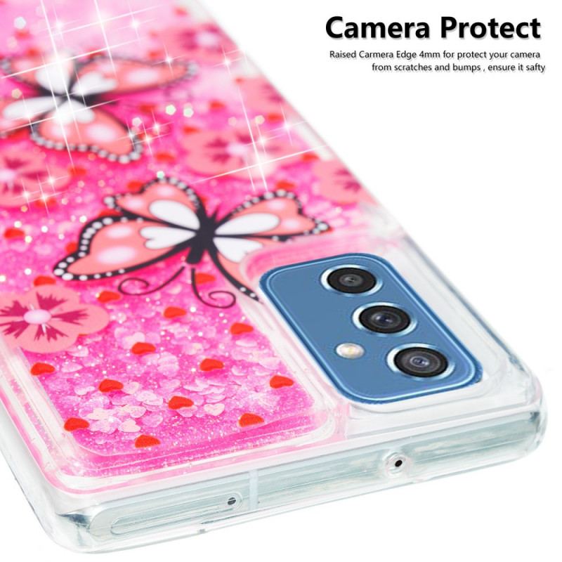 Capa Para Samsung Galaxy M52 5G Borboletas Cor De Rosa