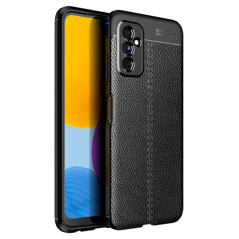 Capa Para Samsung Galaxy M52 5G Linha Dupla Efeito Couro Litchi