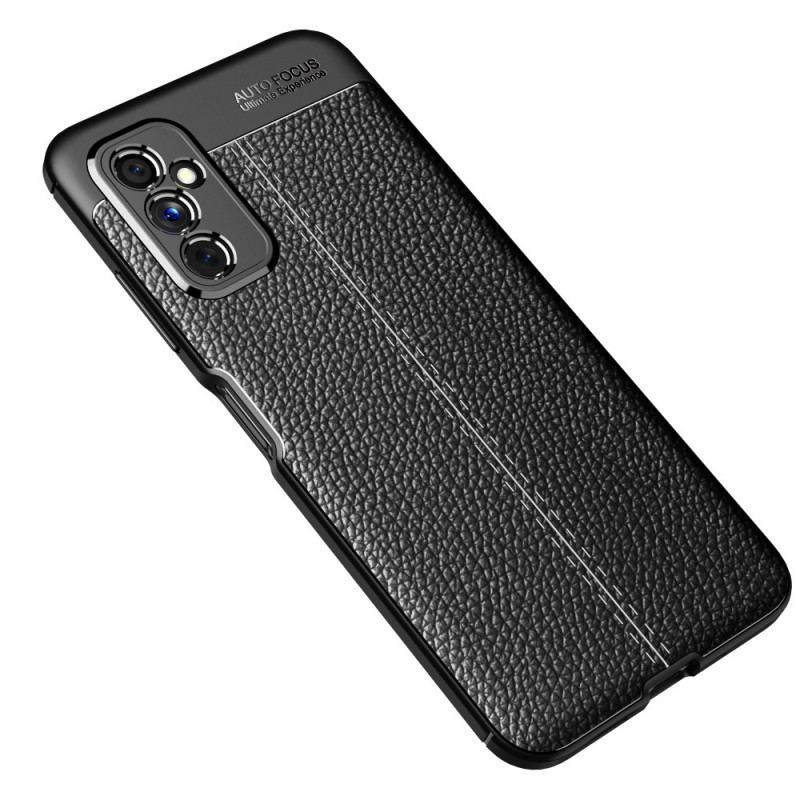 Capa Para Samsung Galaxy M52 5G Linha Dupla Efeito Couro Litchi