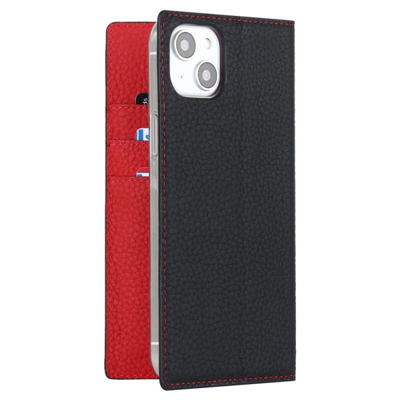 Capa De Celular Para iPhone 14 De Cordão Flip Correia De Couro Litchi Genuíno