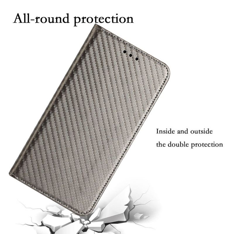 Capa De Celular Para iPhone 14 De Cordão Flip Estilo Strappy Fibra De Carbono